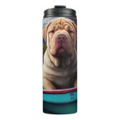 Sharpei on a Paddle: Ein Landschaftliches Abenteue Thermosbecher (Vorderseite)