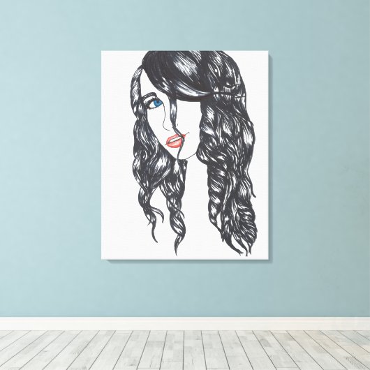 Sharpie Girl Stretched Canvas Print (Medium) Leinwanddruck (Insitu (Holzboden))