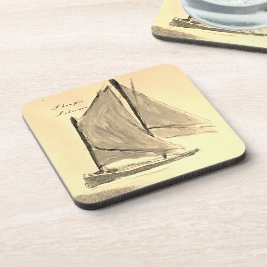 Sharpie Schooner Sailboat - Hard Plastic Untersetz Getränkeuntersetzer (Linke Seite)