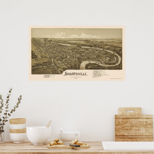 Sharpsville, PA Panoramic Map - 1901 Poster (Küche)