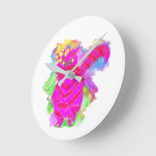 ShaShaShu™ die blühende Pink Kitty Cat Clock. Groß Runde Wanduhr (Winkel)