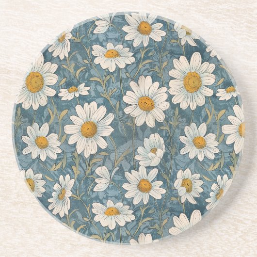 Shasta Daisy Art Nouveau Getränkeuntersetzer (Vorne)