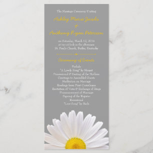 Shasta Daisy Blume Yellow Gray Wedding Program Programm