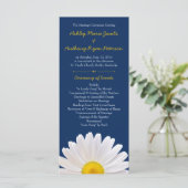 Shasta Daisy Blume Yellow Navy Hochzeitsprogramm Programm (Stehend Vorderseite)