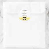 Shasta Daisy Gold Black Personalisiert Wedding Runder Aufkleber (Tasche)