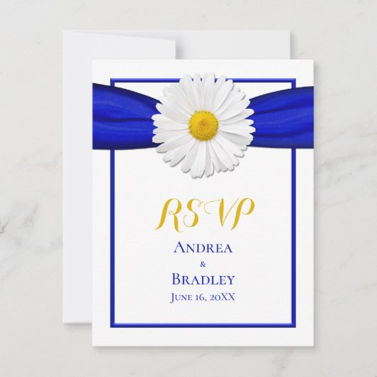 Shasta Daisy mit Blue Ribbon Response Card RSVP Karte (Vorderseite)