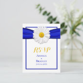 Shasta Daisy mit Blue Ribbon Response Card RSVP Karte (Stehend Vorderseite)