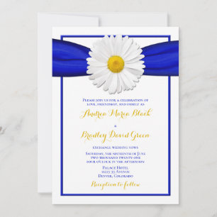 Shasta Daisy mit Blue Ribbon Wedding Einladung