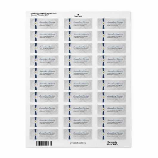 Shasta Daisy Navy Blue Ribbon Address Label (Vorne)