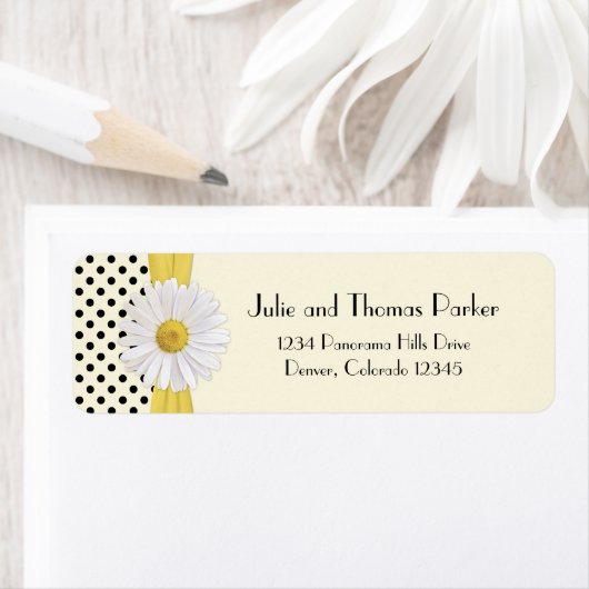 Shasta Daisy Polka Dot Wedding Rücksendeadresse (Insitu)