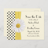 Shasta Daisy Polka Dot Wedding Save the Date Ankündigungspostkarte (Vorne/Hinten)