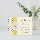Shasta Daisy Polka Dot Wedding Save the Date Ankündigungspostkarte (Stehend Vorderseite)