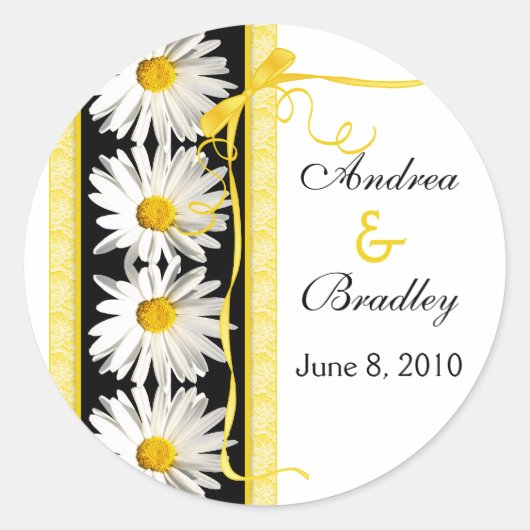 Shasta Daisy Ribbon Personalisiert Wedding Sticker (Vorderseite)