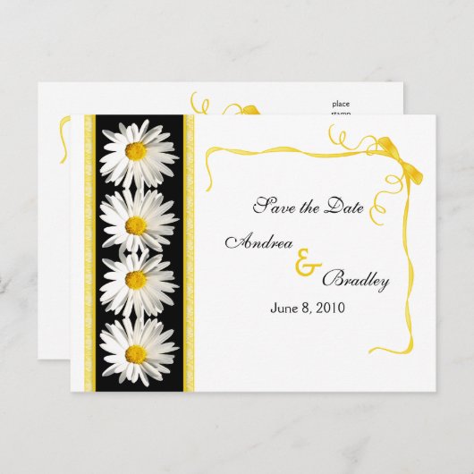 Shasta Daisy Save the Date Postcard Ankündigungspostkarte (Vorne/Hinten)