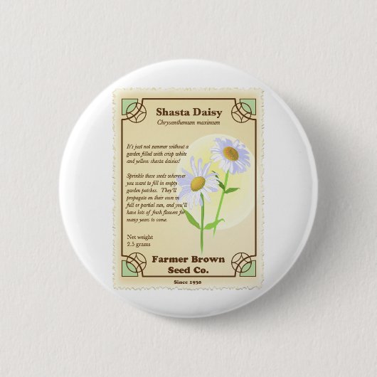 Shasta Daisy Seed Packet Button (Vorderseite)