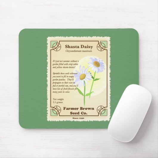 Shasta Daisy Seed Packet Mousepad (Mit Mouse)