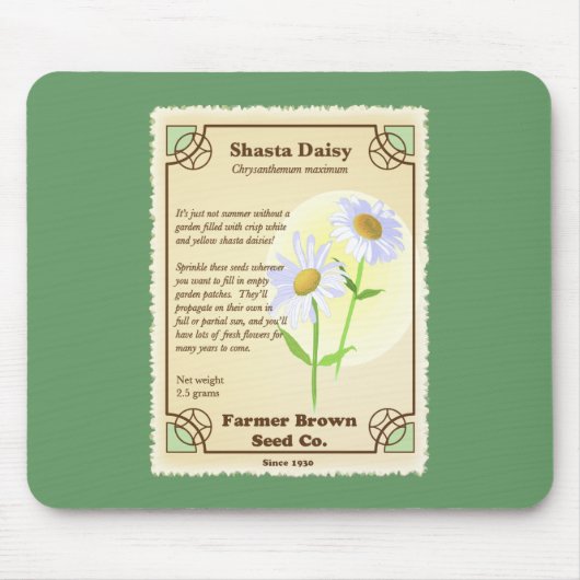Shasta Daisy Seed Packet Mousepad (Vorne)