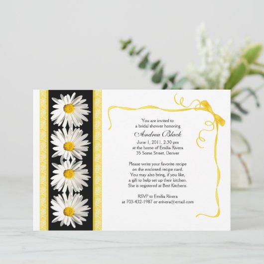 Shasta Daisy Wedding Bridal Dusche Einladung (Stehend Vorderseite)