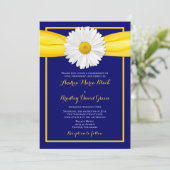 Shasta Daisy Yellow Ribbon Navy Einladung zur Hoch (Stehend Vorderseite)