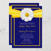 Shasta Daisy Yellow Ribbon Navy Einladung zur Hoch (Vorne/Hinten)