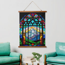 Shasta in Buntglas Wandteppich Mit Holzrahmen