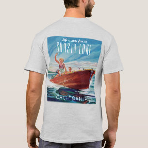 Shasta Lake Kalifornien Vintage Boot Rückseite Dru T-Shirt