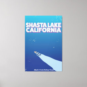 Shasta Lake Kalifornien Vintage-Reiseplakat Leinwanddruck