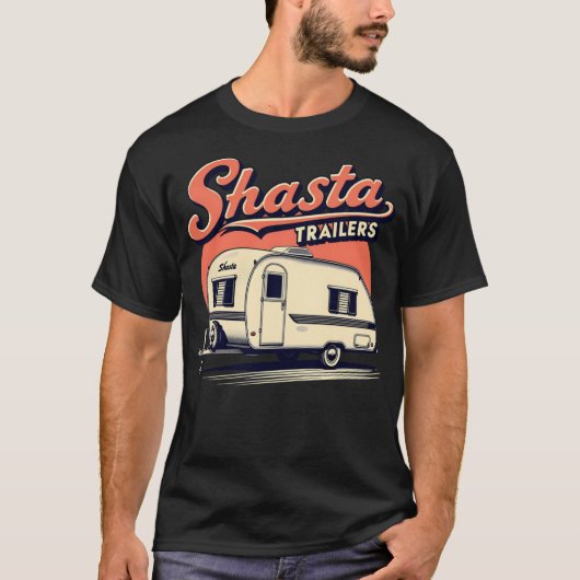 Shasta Trailers - Vintage Campingserie T-Shirt (Vorderseite)
