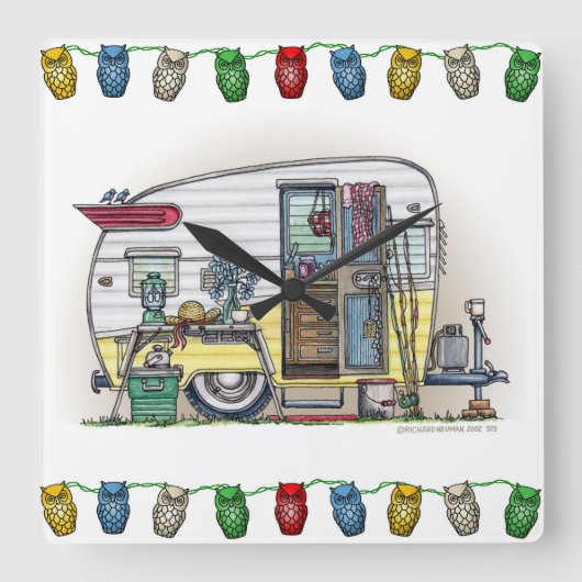 Shasta Wohnwagenanhänger RV Quadratische Wanduhr (Vorderseite)