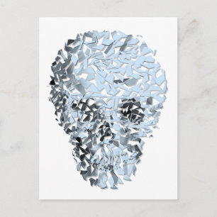 Shatter Blue Glass Skull Postkarte