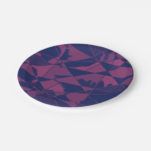 Shattered Blue Red Pappteller (Schrägansicht)