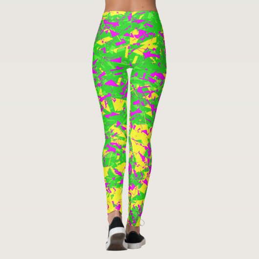 Shattered Neon Pink and Yellow Lime Leggings (Rückseite)