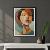 Shattered Serenity: Geometric Abstract Portrait Poster
