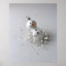 Shattering Snowman Ornament 45 Degree Overhead