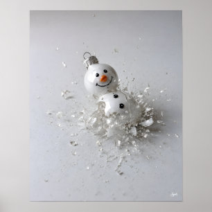 Shattering Snowman Ornament 45 Grad von oben Poster
