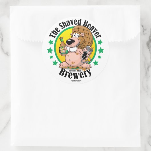 Shaved Beaver Brewery Runder Aufkleber (Tasche)