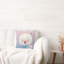 Shaved Ice Pup: Smiling Bichon Summer Dessert Kissen