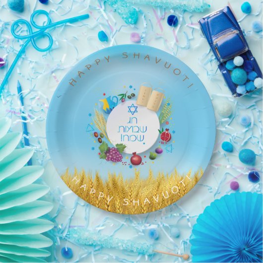 SHAVUOT Festival Jüdischer Urlaub Goldenes Feld Pappteller (Party)