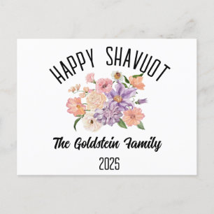 Shavuot rosa lila Blumenname Holiday Postcard Feiertagspostkarte
