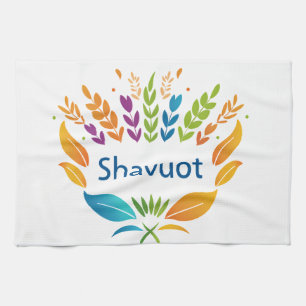 Shavuot - Shavuot-Symbol mit farbenprächtiger Weiz Geschirrtuch