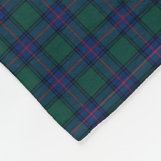 Shaw Clan Royal Blue und Green Tartan Fleecedecke (Ecke)