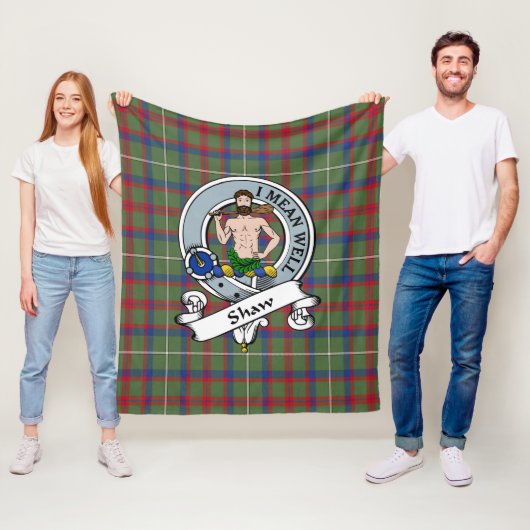 Shaw of Sauchie Green Modern Clan Abzeichen Tartan Fleecedecke (Beispiel)