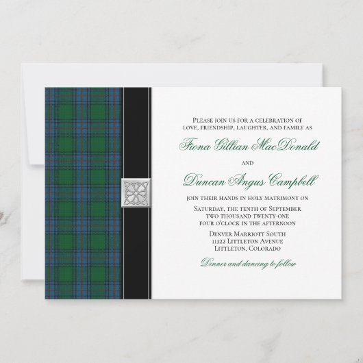 Shaw Tartan Celtic Wedding Einladung (Vorderseite)
