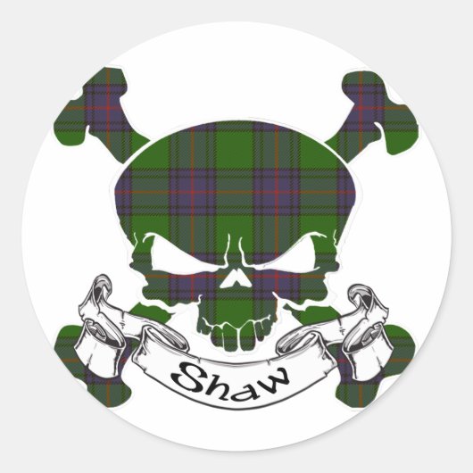 Shaw Tartan Skull Runder Aufkleber (Vorderseite)