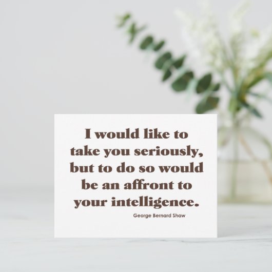 Shaw über Intelligenz Postkarte (Stehend Vorderseite)