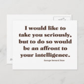 Shaw über Intelligenz Postkarte (Vorne/Hinten)