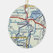 Shawano WI Map Keramik Ornament (Links)