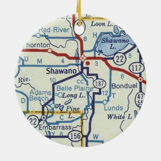 Shawano WI Map Keramik Ornament (Hinten)