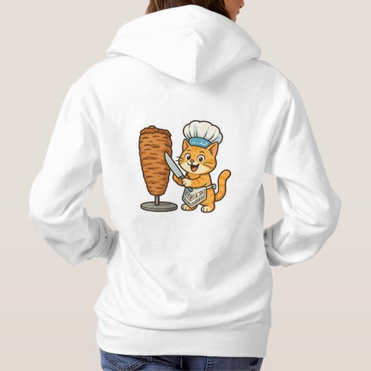 Shawarma Cat Koch Sticker Hoodie (Rückseite)