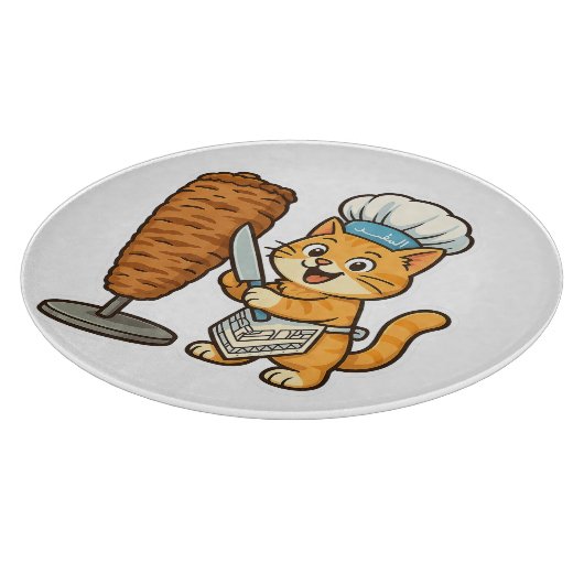 Shawarma Cat Koch Sticker Schneidebrett (Ecke)